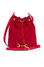 view 1 of 9 Gucci Horsebit Suede Drawstring Bucket Bag in Red