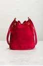 view 3 of 9 Gucci Horsebit Suede Drawstring Bucket Bag in Red