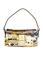 view 1 of 8 Fendi Sequin Paillettes Vitello Laminato Baguette Shoulder Bag in Gold