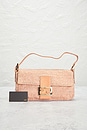 view 9 of 9 Fendi Lizard Trimmed Beaded Baguette Shoulder Bag in Peach