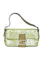 view 1 of 8 Fendi Lizard Trimmed Sequin Baguette Shoulder Bag in Green