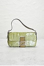 view 2 of 8 Fendi Lizard Trimmed Sequin Baguette Shoulder Bag in Green