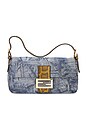 view 1 of 8 Fendi Denim Baguette Shoulder Bag in Blue