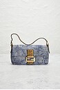 view 2 of 8 Fendi Denim Baguette Shoulder Bag in Blue