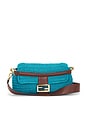 view 1 of 10 Fendi Raffia Crochet Baguette Shoulder Bag in Cyber Blue & Ghianda