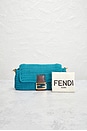 view 10 of 10 Fendi Raffia Crochet Baguette Shoulder Bag in Cyber Blue & Ghianda