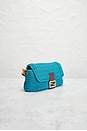 view 4 of 10 Fendi Raffia Crochet Baguette Shoulder Bag in Cyber Blue & Ghianda
