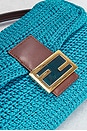 view 5 of 10 Fendi Raffia Crochet Baguette Shoulder Bag in Cyber Blue & Ghianda