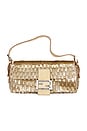 view 1 of 8 Fendi Python Trimmed Sequin Baguette Shoulder Bag in Champagne