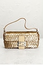 view 2 of 8 Fendi Python Trimmed Sequin Baguette Shoulder Bag in Champagne
