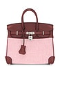 view 1 of 7 Hermes Swift & Toile Qaudrille Birkn 25 Handbag in Ecru Rouge