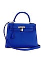 view 1 of 8 Hermes Epsom Kelly 28 Sellier Handbag in Bleu Electrique