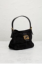 view 4 of 7 Fendi Suede Mama Baguette Shoulder Bag in Black