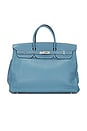 view 1 of 8 Hermes Taurillon Clemence Birkin 40 Retourne Handbag n Bleu Jean in Bleu Jean