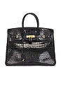 view 1 of 9 Hermes Shiny Porosus Crocodile Birkin 35 Handbag in Noir