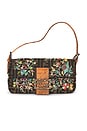 view 1 of 8 Fendi Zucca Floral Embroidered Baguette Shoulder Bag in Brown