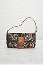 view 2 of 8 Fendi Zucca Floral Embroidered Baguette Shoulder Bag in Brown
