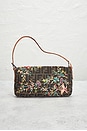 view 3 of 8 Fendi Zucca Floral Embroidered Baguette Shoulder Bag in Brown