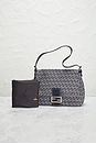 view 9 of 9 Fendi Zucchino Mama Baguette Shoulder Bag in Blue