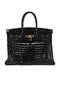 view 1 of 8 Shiny Crocodile Hermes Birkin 35 Handbag in Noir
