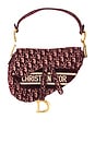 view 1 of 9 Dior Oblique Embroidered Velvet Saddle Bag in Red