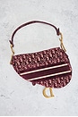 view 3 of 9 Dior Oblique Embroidered Velvet Saddle Bag in Red