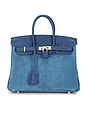 view 1 of 9 Hermes Grizzly & Swift Birkin 25 Handbag in Blue