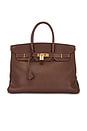 view 1 of 10 Hermes Togo Birkin 35 Retourne Handbag in Maroon Fonce