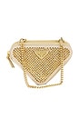 view 1 of 8 Prada Crystal Embellished Triangle Shoulder Bag in Gold