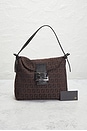 view 10 of 10 Fendi Zucchino Mama Baguette Shoulder Bag in Brown