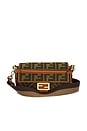 view 1 of 8 Fendi Vitello King FF Embroidered Re-Edition Baguette Shoulder Bag in Khaki