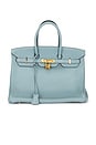 view 1 of 9 Hermes Taurillon Clemence Birkin 35 Retourne Handbag in Ciel