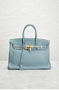 view 2 of 9 Hermes Taurillon Clemence Birkin 35 Retourne Handbag in Ciel