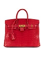 view 1 of 8 Hermes Shiny Porosus Crocodile Birkin 25 Handbag in Rouge