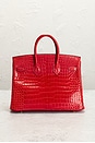 view 3 of 8 Hermes Shiny Porosus Crocodile Birkin 25 Handbag in Rouge