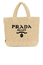 view 1 of 8 Prada Raffia Logo Tote Bag in Beige