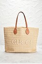 view 2 of 8 Gucci Raffia Logo Tote Bag in Neutral