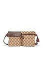 view 1 of 10 Gucci Double Pocket Belt Bag in Brown