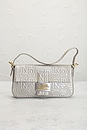 view 2 of 9 Fendi Logo Embossed Baguette Shoulder Bag in Silver