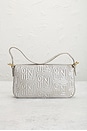 view 3 of 9 Fendi Logo Embossed Baguette Shoulder Bag in Silver