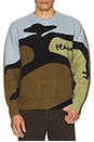 view 3 of 3 Knitted Swirl Sweater in Khaki