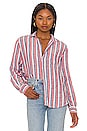 view 1 of 4 Eileen Woven Button Up in Red, Navy, White Stripe