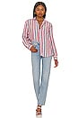 view 4 of 4 Eileen Woven Button Up in Red, Navy, White Stripe