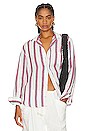 view 1 of 5 Eileen Woven Button Up in Red &Navy Stripe