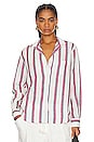view 2 of 5 Eileen Woven Button Up in Red &Navy Stripe