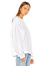 view 2 of 5 Sinead Pinstripe Crystals Boyfriend Crew Sweatshirt in White