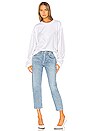 view 4 of 5 Sinead Pinstripe Crystals Boyfriend Crew Sweatshirt in White