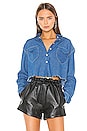 view 2 of 6 Chiara Crystals Cropped Denim Shirt in Indigo