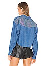 view 4 of 6 Chiara Crystals Cropped Denim Shirt in Indigo