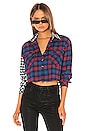 view 1 of 4 Chiara Cropped Flannel Shirt in Blue Checker